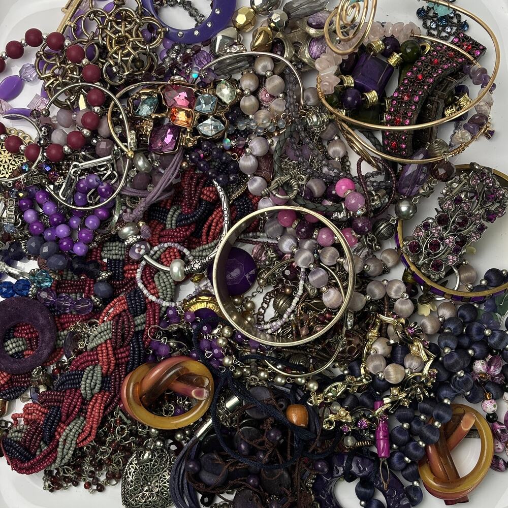 Curated Craft Jewelry Lot - 3 lbs Purple Dark & Moody Whimsigoth